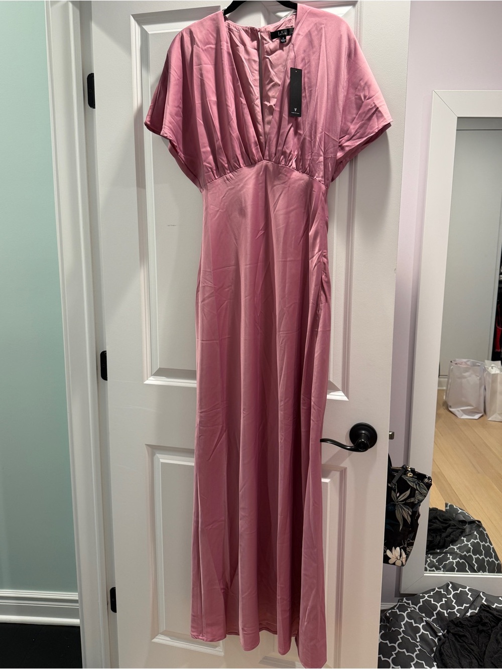 Lulu's Dusty Rose V-Neck Maxi Dress - Picture 5 of 6